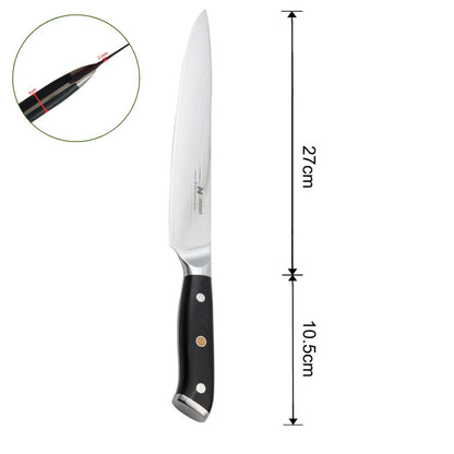Cutit feliere, din otel Damascus,  Naimeed D6823, damasc 67 straturi, 37.5 cm, Negru
