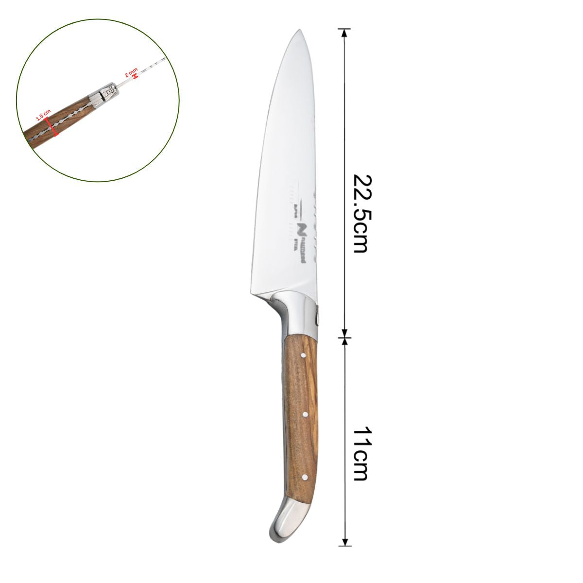 Cutit de bucatarie profesional, din otel inoxidabil, 33.5 cm, Naimeed D6836, Maro deschis