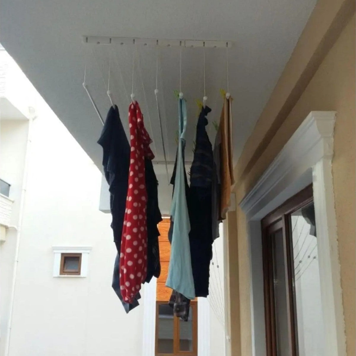 Uscator rufe de tavan, metalic, 5 bare, Naimeed D6840, 180x50x320cm, Alb