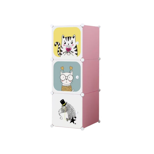 Dulap Modular Copii, 3 Usi, Naimeed D6842, 110x35x35 cm, Roz
