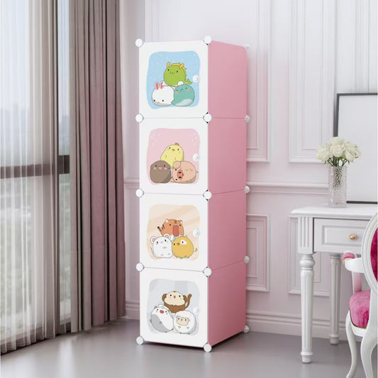 Dulap Modular Copii, 4 Usi, Naimeed D6851, 146x35x35 cm, Roz