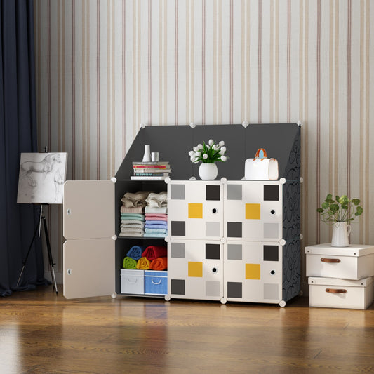 Dulap Modular Copii, 6 Usi, Naimeed D6854, 110x75x37 cm, Negru