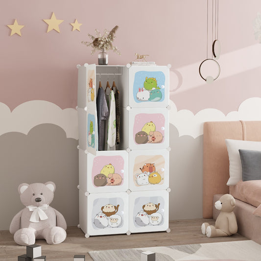 Dulap Modular Copii, 8 Usi, Naimeed D6862, 148x75x37 cm, Alb