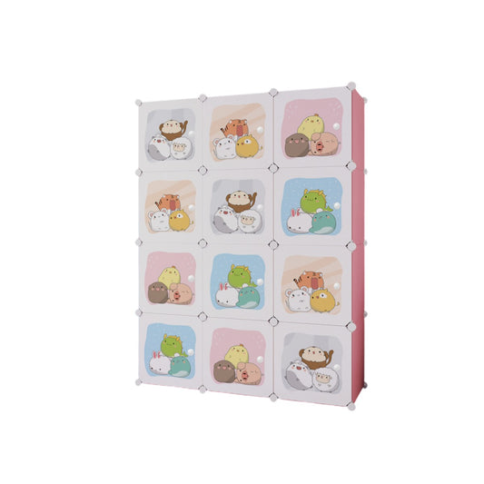 Dulap Modular Copii, 12 Usi, Naimeed D6867, 148x110x37 cm, Roz