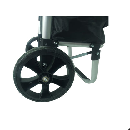 Carucior cumparaturi pliabil cu 2 roti rezistente si sac textil impermeabil, detasabil cu 2 buzunare laterale, Naimeed D6868, capacitate 43.5L, 96x42x28cm, Negru