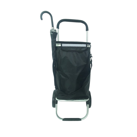Carucior cumparaturi pliabil cu 2 roti rezistente si sac textil impermeabil, detasabil cu 2 buzunare laterale, Naimeed D6868, capacitate 43.5L, 96x42x28cm, Negru