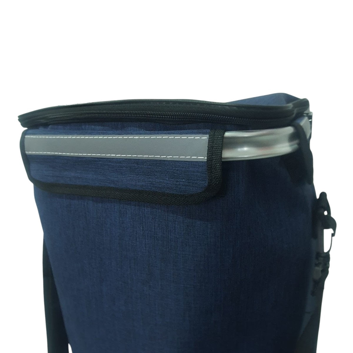 Carucior cumparaturi pliabil cu 2 roti rezistente si sac textil, detasabil cu 2 buzunare laterale, Naimeed D6869, capacitate 43.5L, 96x42x28cm, Albastru