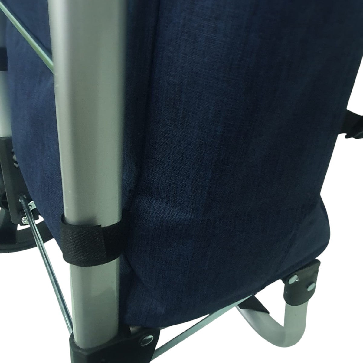 Carucior cumparaturi pliabil cu 2 roti rezistente si sac textil, detasabil cu 2 buzunare laterale, Naimeed D6869, capacitate 43.5L, 96x42x28cm, Albastru