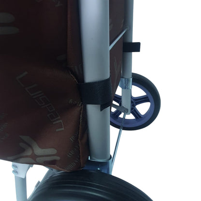 Carucior cumparaturi pliabil cu 2 roti rezistente si sac textil, detasabil cu 2 buzunare laterale, Naimeed D6872, capacitate 49L, 100x45x34cm, Maro
