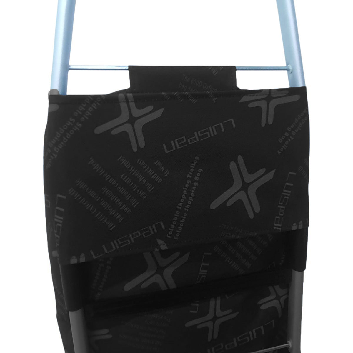 Carucior cumparaturi pliabil cu 2 roti rezistente si sac textil, detasabil cu 2 buzunare laterale, Naimeed D6873, capacitate 49L, 100x45x34cm, Negru