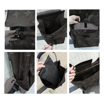 Carucior cumparaturi pliabil cu 2 roti rezistente si sac textil, detasabil cu 2 buzunare laterale, Naimeed D6873, capacitate 49L, 100x45x34cm, Negru
