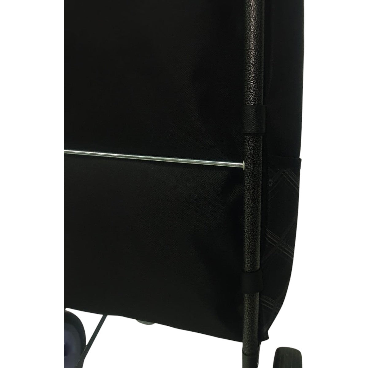Carucior cumparaturi pliabil cu 4 roti rezistente si sac textil, detasabil cu 2 buzunare laterale, Naimeed D6874, capacitate 43.5L, 106x42x28cm, Negru