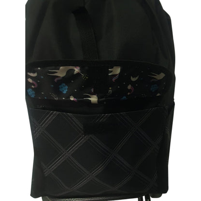 Carucior cumparaturi pliabil cu 4 roti rezistente si sac textil, detasabil cu 2 buzunare laterale, Naimeed D6874, capacitate 43.5L, 106x42x28cm, Negru