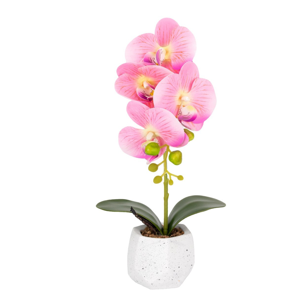 Orhidee cu aspect natural in ghiveci ceramic, 41 cm, Naimeed D6883, Roz