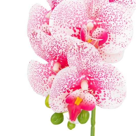 Orhidee cu aspect natural in ghiveci ceramic, 40 cm, Naimeed D6888, Alb-roz