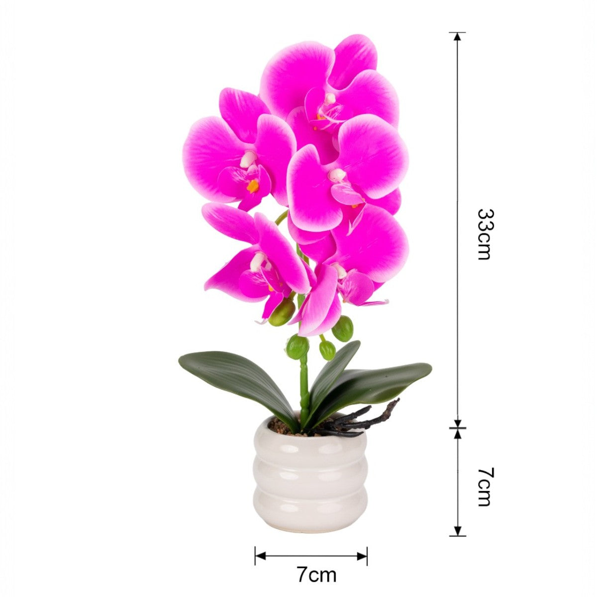 Orhidee cu aspect natural in ghiveci ceramic, 40 cm, Naimeed D6889, Fucsia