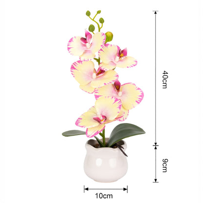 Orhidee cu aspect natural in ghiveci ceramic, 49 cm, Naimeed D6894, Galben pal