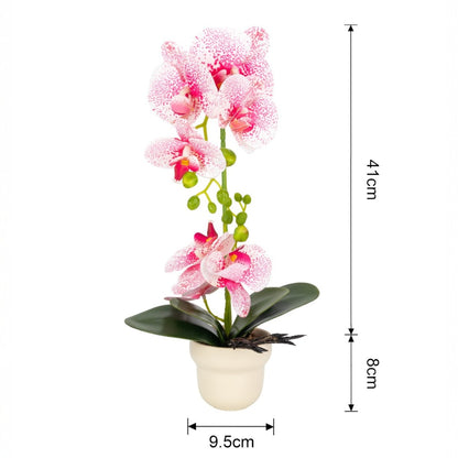 Orhidee cu aspect natural in ghiveci ceramic, 49 cm, Naimeed D6898, Roz/Alb