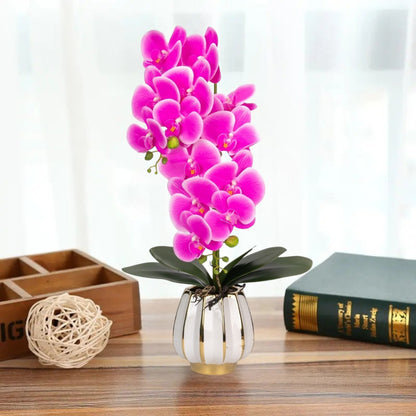 Orhidee cu aspect natural in ghiveci ceramic, 79 cm, Naimeed D6902, Fucsia