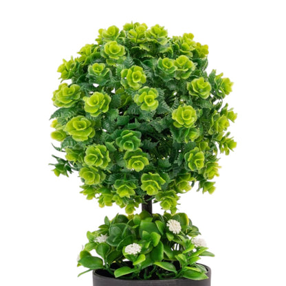 Copac artificial, tip Crassula, cu ghiveci, Naimeed D6918, 24x8 cm, Alb/Verde