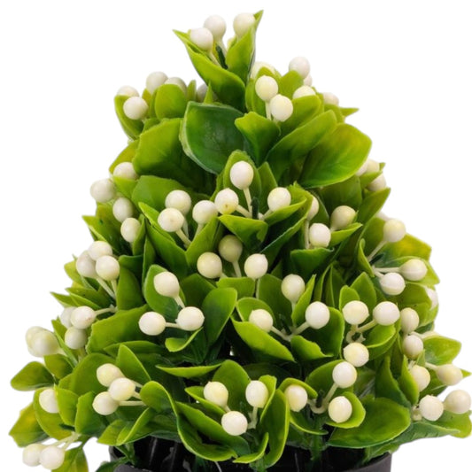 Planta artificiala, tip Buxus, cu ghiveci, Naimeed D6921, 24x8.8 cm, Alb/Verde