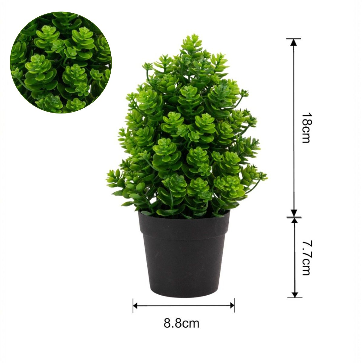 Planta artificiala, tip Kalanchoe, cu ghiveci, Naimeed D6922, 24x8.8 cm, Verde