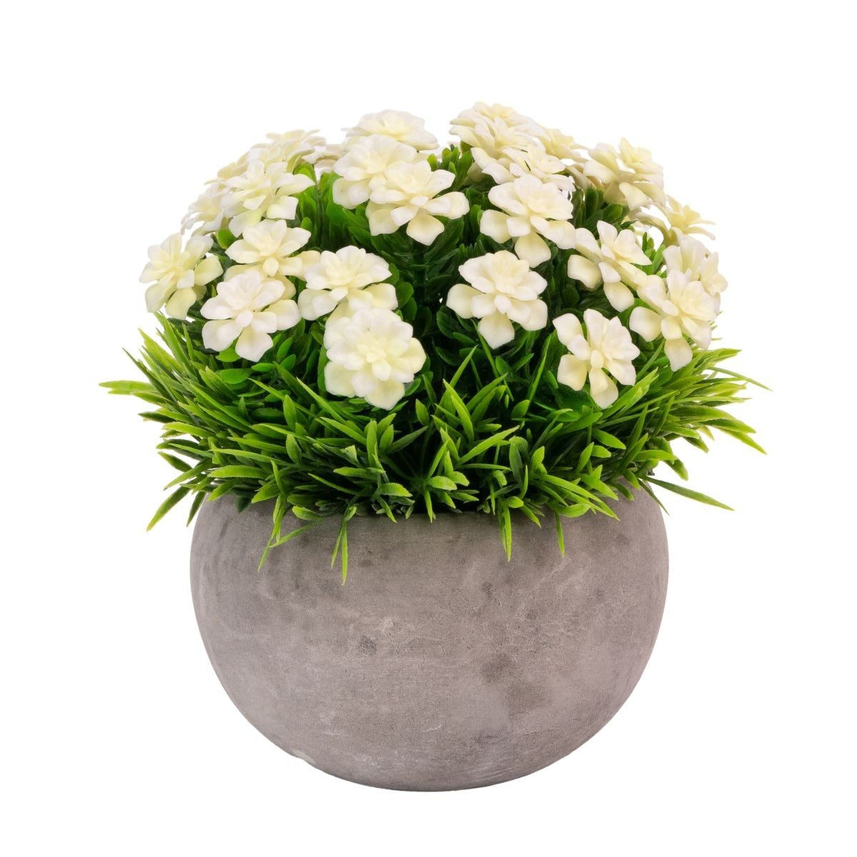 Planta artificiala, tip Gardenia, cu ghiveci de hartie, Naimeed D6929, 12x10 cm, Alb/Verde