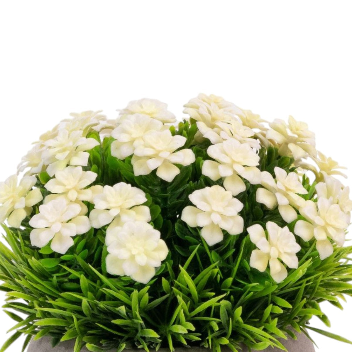 Planta artificiala, tip Gardenia, cu ghiveci de hartie, Naimeed D6929, 12x10 cm, Alb/Verde