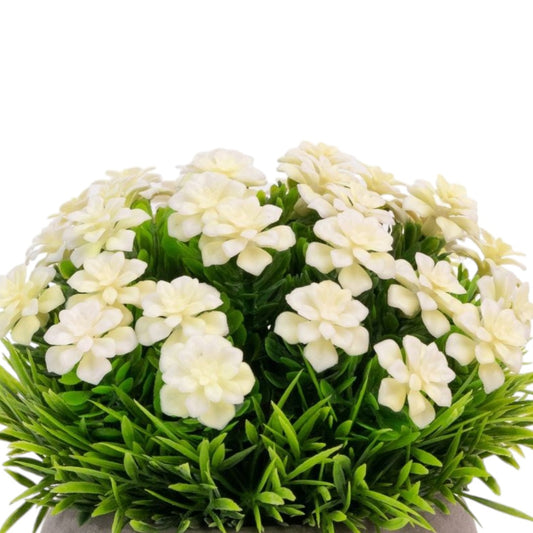 Planta artificiala, tip Gardenia, cu ghiveci de hartie, Naimeed D6929, 12x10 cm, Alb/Verde
