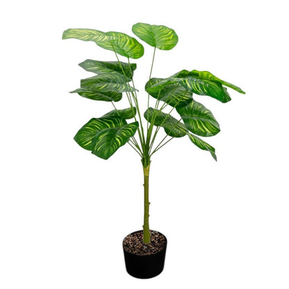 Planta decorativa artificiala, fara ghiveci, tip Philodendron Birkin, Naimeed D6944, 88 cm, Verde