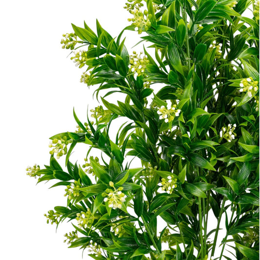 Planta decorativa artificiala, fara ghiveci, tip Moss Blossom Bush, Naimeed D6954, 105 cm, Verde