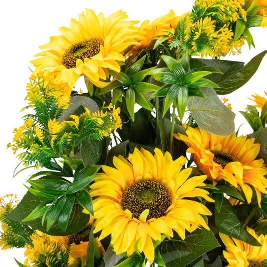 Planta decorativa artificiala, fara ghiveci, tip Floarea-soarelui, Naimeed D6956, 102 cm, Galben