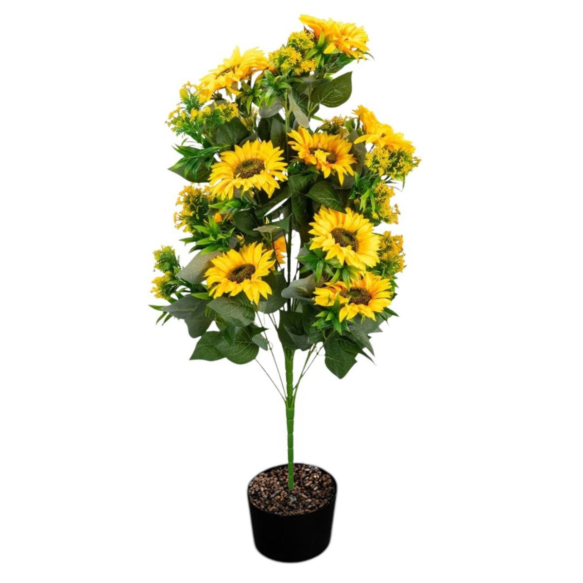 Planta decorativa artificiala, fara ghiveci, tip Floarea-soarelui, Naimeed D6956, 102 cm, Galben