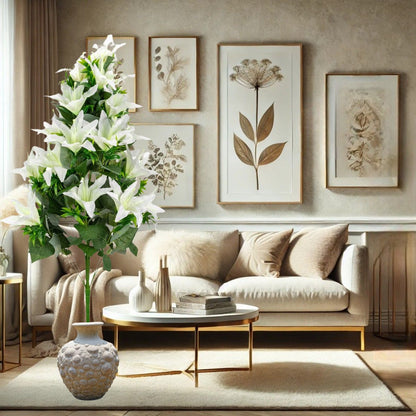 Planta decorativa artificiala, fara ghiveci, tip Crin, Naimeed D6957, 102 cm, Alb
