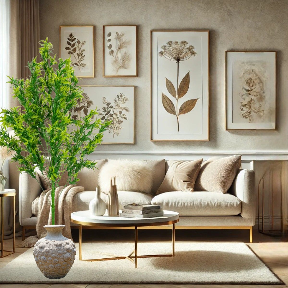 Planta decorativa artificiala, fara ghiveci, tip Feriga, Naimeed D6960, 105 cm, Verde