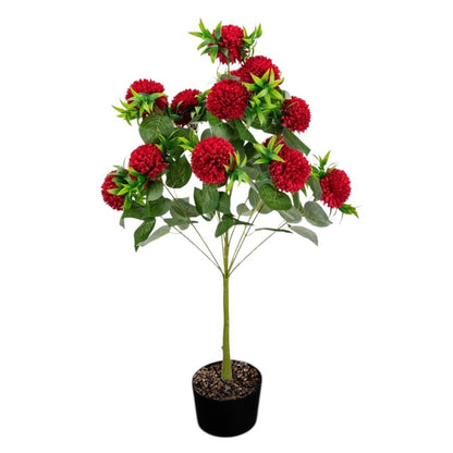 Planta decorativa artificiala, fara ghiveci, tip Crizantema, Naimeed D6961, 105 cm, Rosu