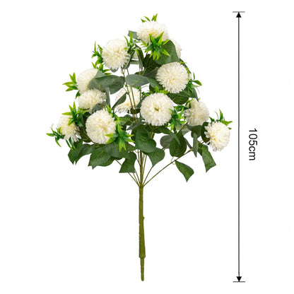 Planta decorativa artificiala, fara ghiveci, tip Crizantema, Naimeed D6961, 105 cm, Alb
