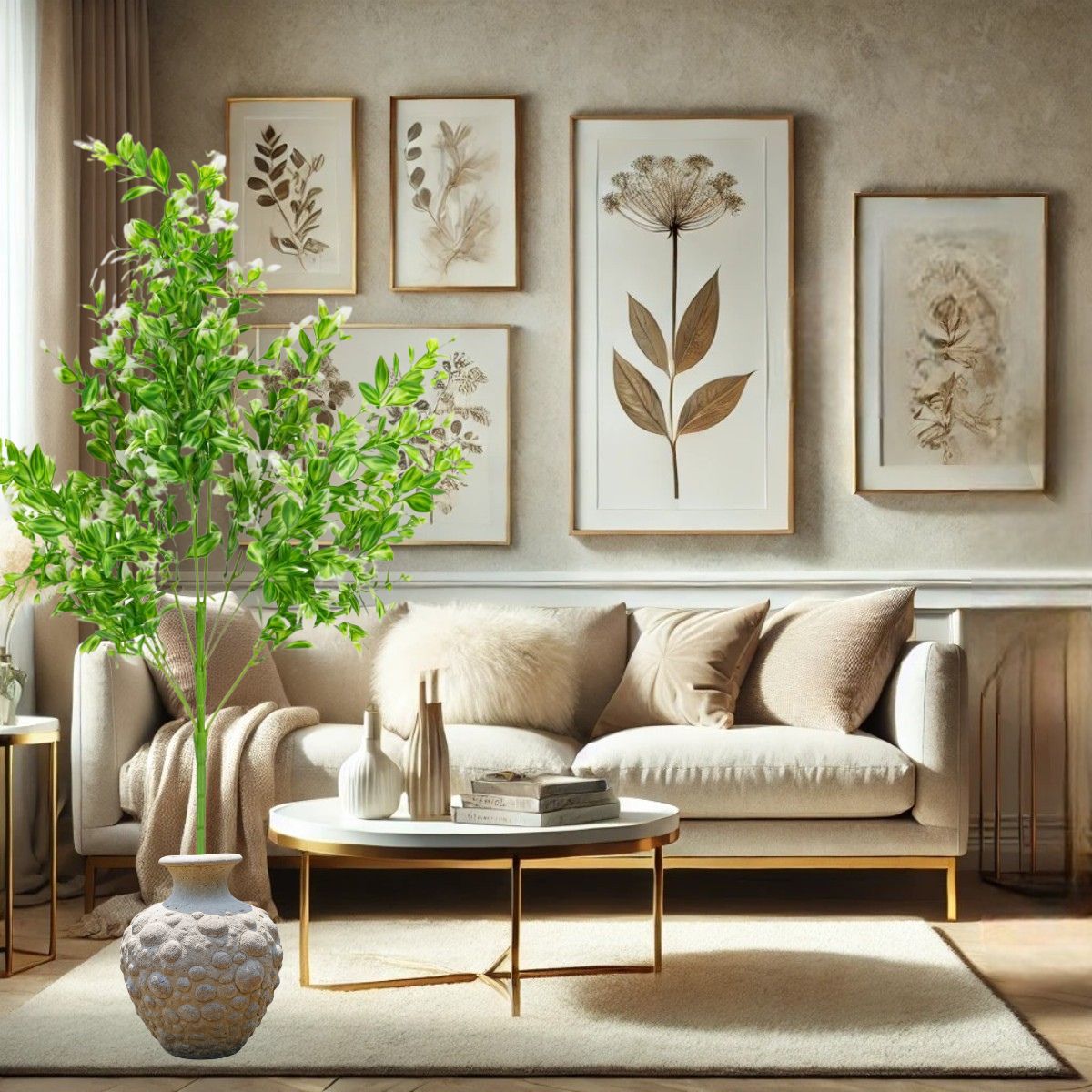 Planta decorativa artificiala, fara ghiveci, tip Buxus, Naimeed D6962, 80 cm, Alb