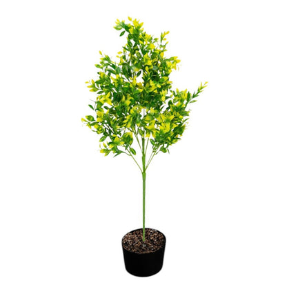 Planta decorativa artificiala, fara ghiveci, tip Buxus, Naimeed D6962, 80 cm, Galben