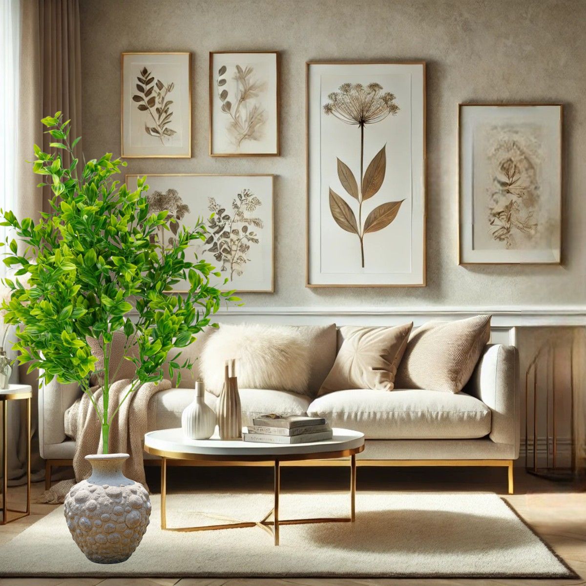 Planta decorativa artificiala, fara ghiveci, tip Buxus, Naimeed D6962, 80 cm, Verde