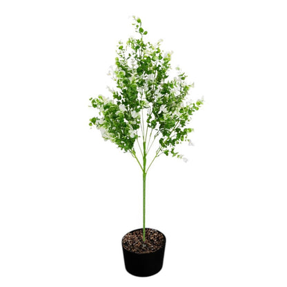 Planta decorativa artificiala, fara ghiveci, tip Eucalipt, Naimeed D6963, 80 cm, Alb
