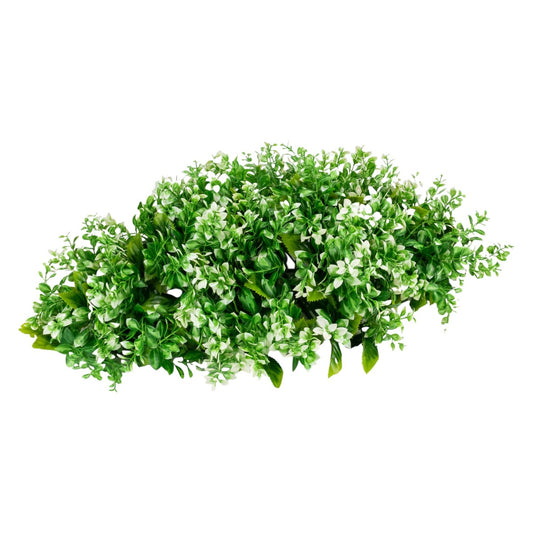 Planta decorativa artificiala, fara ghiveci, tip Buxus, Naimeed D6966, 80x40 cm, Alb/Verde