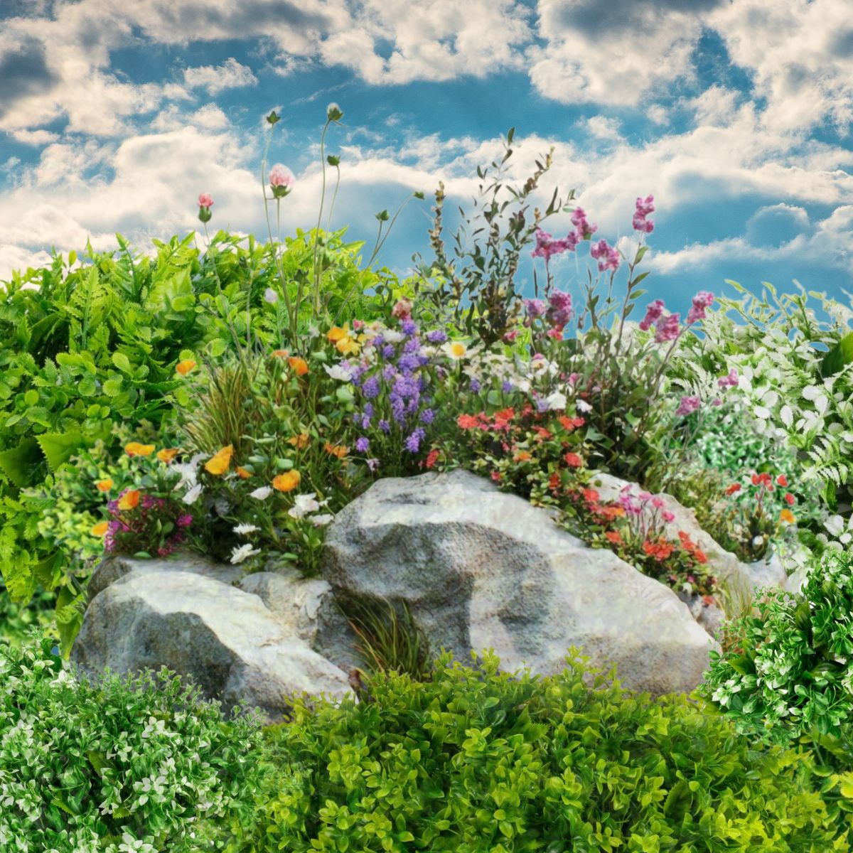 Planta decorativa artificiala, fara ghiveci, tip Buxus, Naimeed D6968, 80x40 cm, Alb