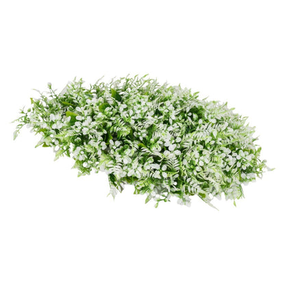 Planta decorativa artificiala, fara ghiveci, tip Buxus, Naimeed D6967, 80x40 cm, Alb/Verde