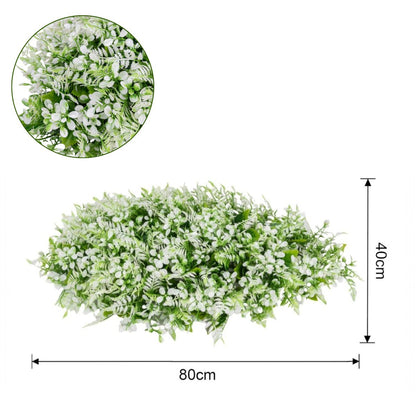 Planta decorativa artificiala, fara ghiveci, tip Buxus, Naimeed D6967, 80x40 cm, Alb/Verde