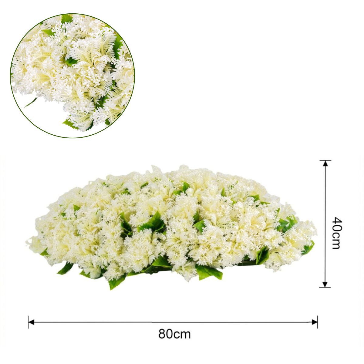 Planta decorativa artificiala, fara ghiveci, tip Buxus, Naimeed D6968, 80x40 cm, Alb