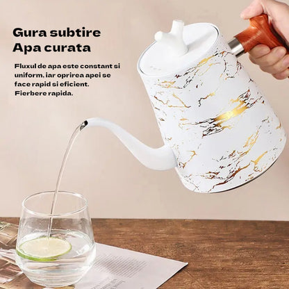 Ceainic cu infuzor si capac, design elegant, otel inoxidabil/plastic, 1500ml, 16.5x13x10cm, Naimeed D6972, Alb