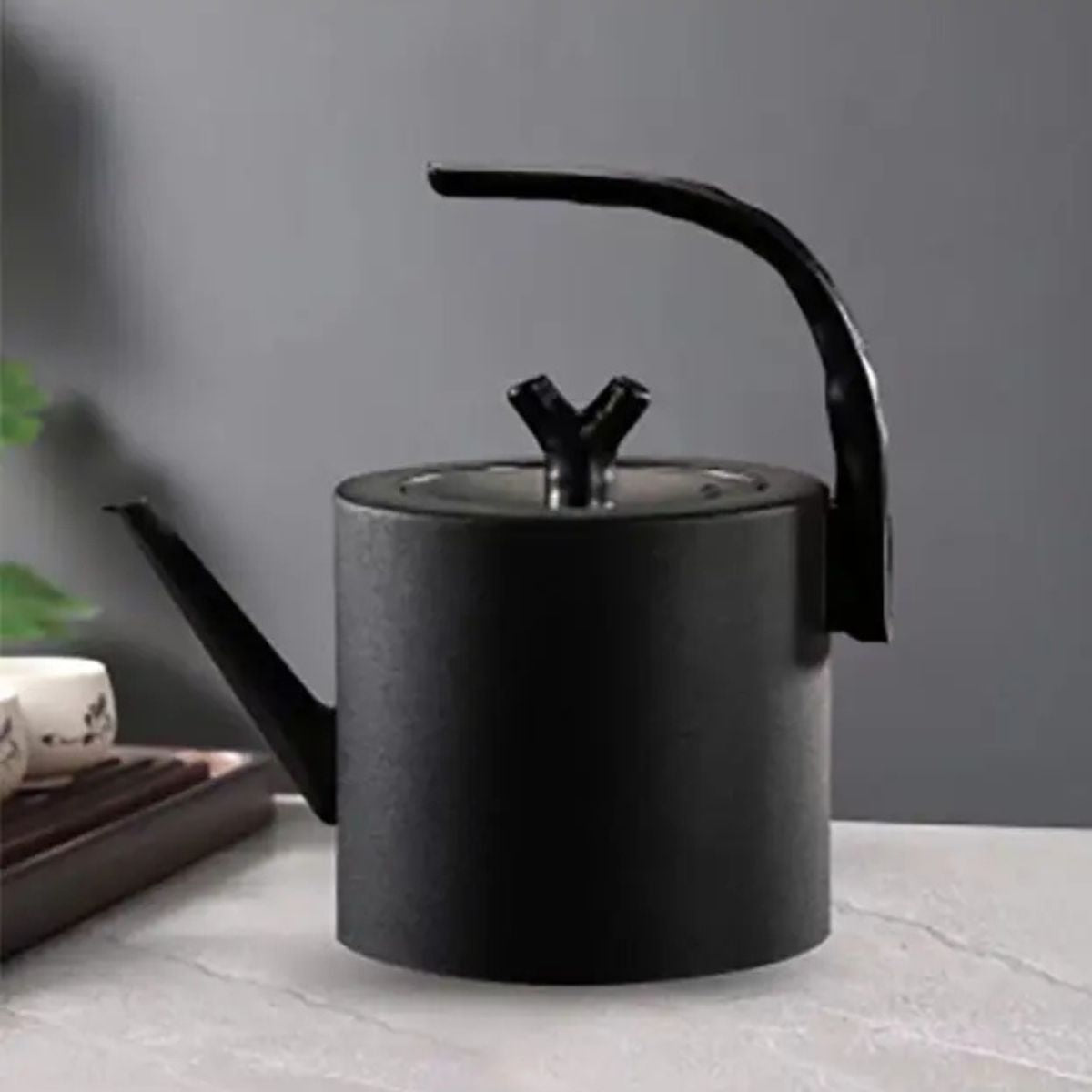 Ceainic cu capac, design elegant, otel inoxidabil/plastic, 1500ml, 22x21x13cm, Naimeed D6977, Negru