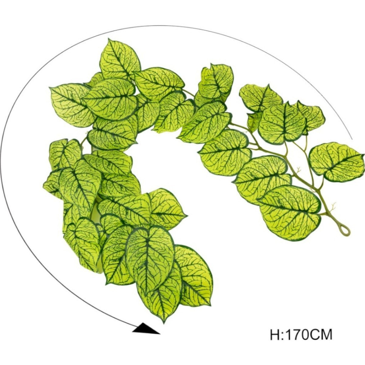 Ghirlanda artificiala cu 28 frunze, tip Epipremnum,  Naimeed D7021, 1.7m, Verde