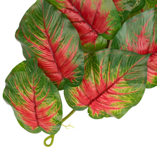 Ghirlanda artificiala cu 28 frunze, tip Dieffenbachia,  Naimeed D7022, 1.7m, Rosu